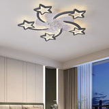 Scandinavian Modern Star Line LED Flush-Mount Ceiling Fan Light with Iron & Acrylic Finish