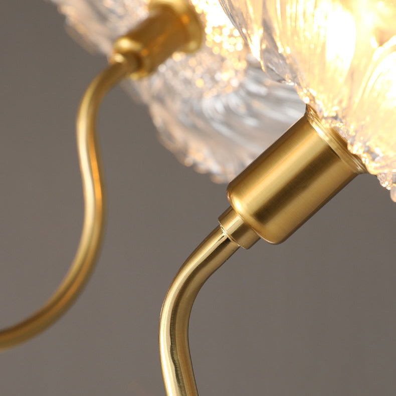Elegant Modern Art Deco Gold-Finish Frame with Lotus Leaf Glass Shade, 3/6-Light Living Room Chandelier