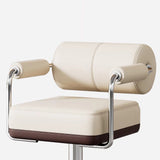 Luxurious Contemporary Faux Leather Upholstered Height-Adjustable Swivel Bar Stool with Armrests and Footrest for Dining Room