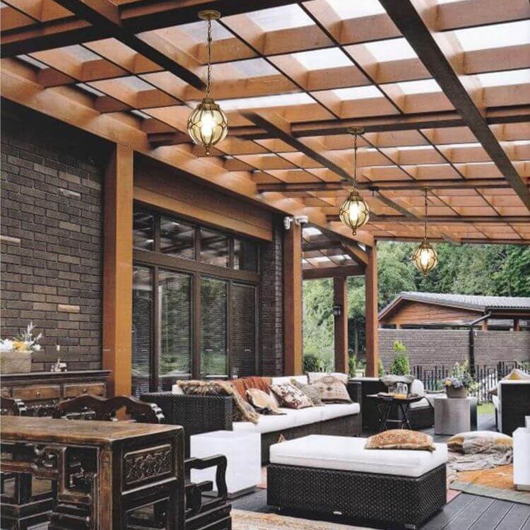 Stylish European Retro Spherical 1-Light Outdoor Waterproof Pendant Light