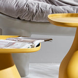 Modern Scandinavian Round Plastic Coffee Table with Sleek Column Base for Living Room