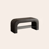 Modern Minimalist Long Rectangular Storage Bench with Lambswool PU Leather and Iron Frame – 1 Shelf, Ideal for Entryways