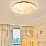 Nordic Minimalist Moon-Round LED Flush-Mount Ceiling Light with PVC Diffuser