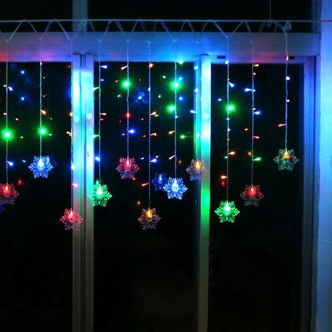 Snowflake LED String Lights with Remote Control – Blinking Ice-Blue Decorative Lighting