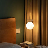 Nordic Japanese Glass Orb Ceiling Light — Wood Grain Iron Finish, 1-Light