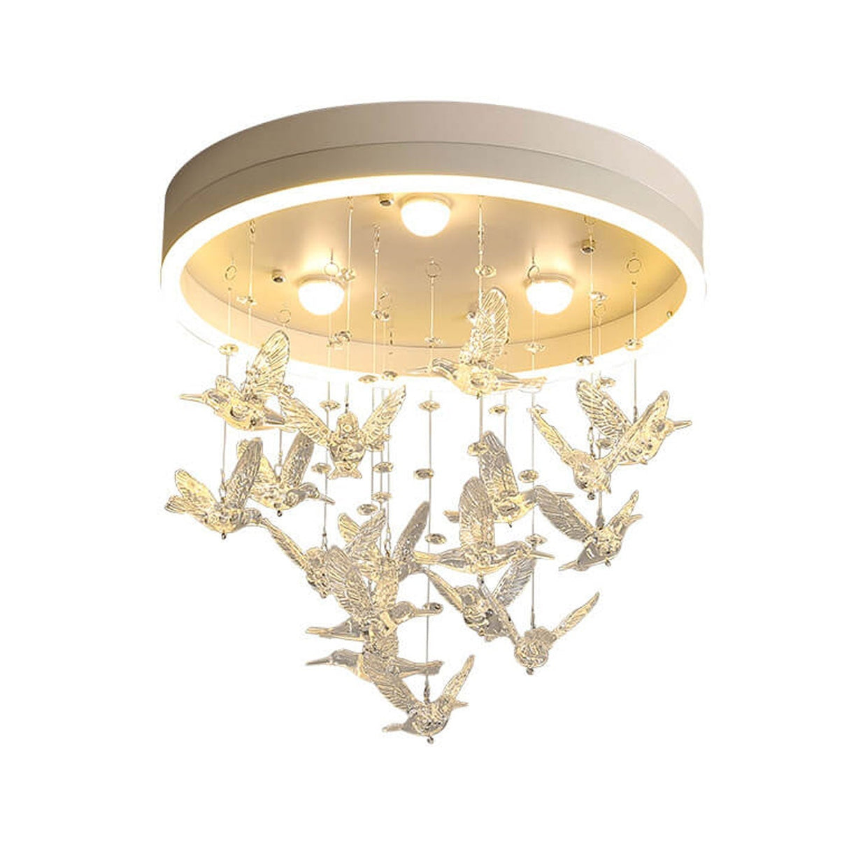 Modern Creative Cartoon Round Bird LED Flush Mount Ceiling Light - Hanging Pendant Style