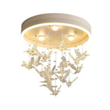 Modern Creative Cartoon Round Bird LED Flush Mount Ceiling Light - Hanging Pendant Style