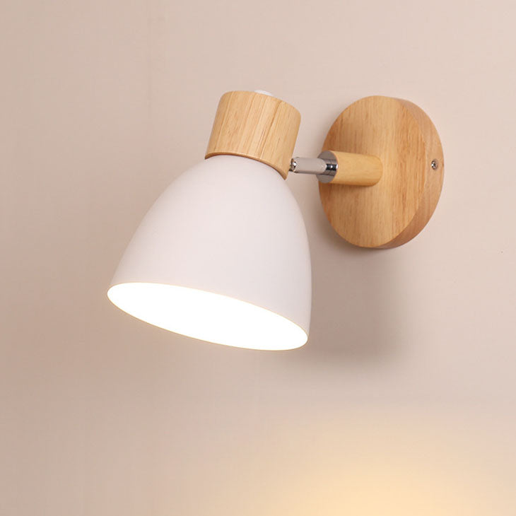 Modern Minimalist 1-Light Wall Sconce Lamp in Solid Macaron Color with Iron & Wood Finish