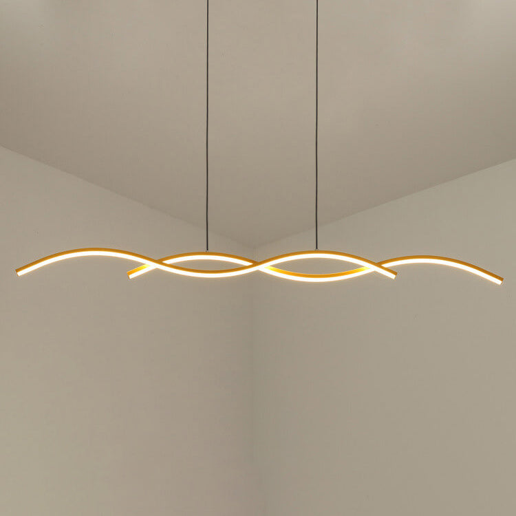 Nordic Minimalist Long-Strip Wave LED Island Light Chandelier – Sleek Modern Pendant Lighting