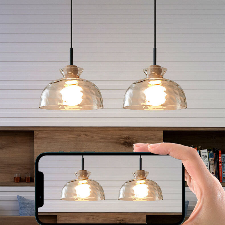 Nordic Clear Rippled Glass 1-Light Pendant Light with Shade