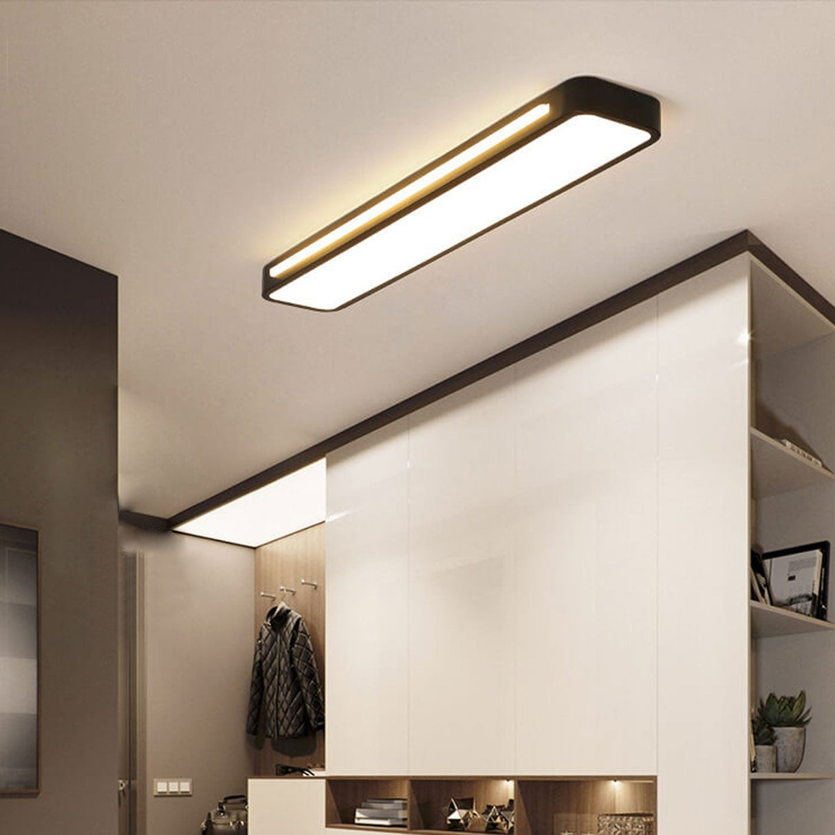Nordic Minimalist Long LED Flush-Mount Ceiling Light — Sleek, Modern Ceiling Fixture