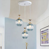 Nordic Gradient Glass Orb Three-Light Island Chandelier