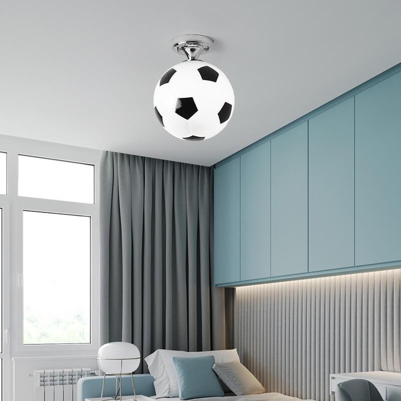 Creative Basketball & Soccer Glass 1-Light Semi-Flush Mount Ceiling Light