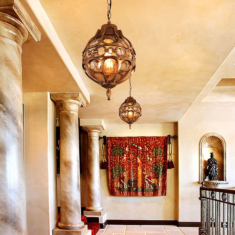 Retro Industrial Globe Pendant Light - 1-Light Outdoor Waterproof Fixture