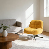 Modern Minimalist Rectangular Corduroy Accent Chair with Steel Frame and Backrest — Armless for Living Room