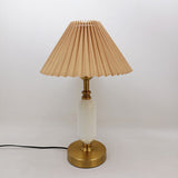 Vintage-Style 1-Light Table Lamp with Pleated Shade and Column Base