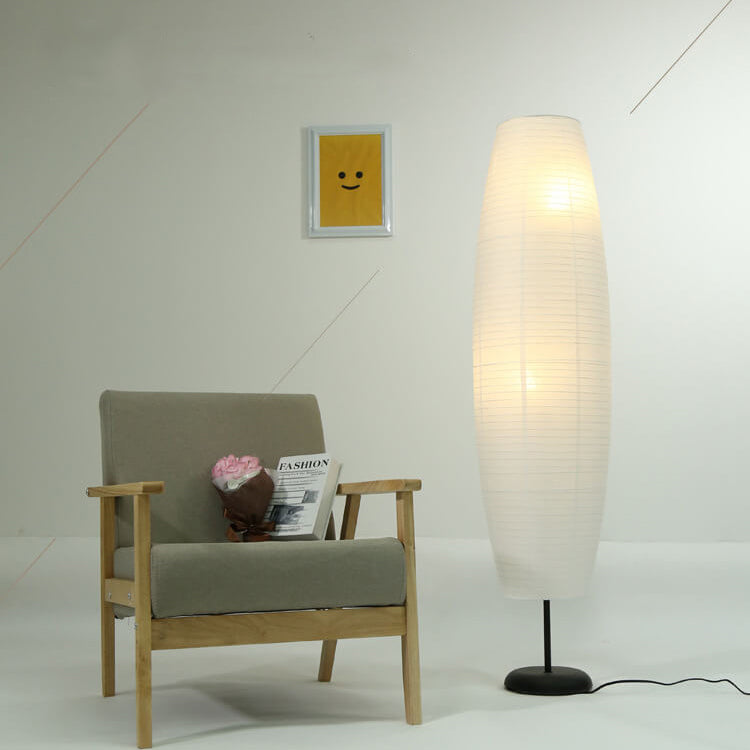 Nordic Minimalist Rice Paper Column Floor Lamp, 2-Light Standing Lamp
