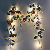 Christmas Red Fruit Rattan String Lights for Window & Patio – Perfect Party Decoration for Christmas and Thanksgiving