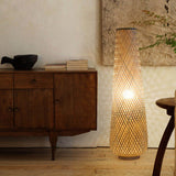 Modern Bamboo Weave Column LED Floor Lamp – 1-Light Standing Lamp