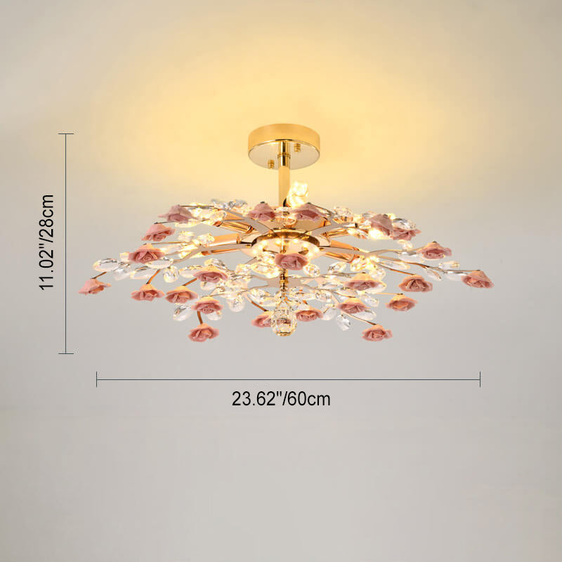 Modern Luxury Rose Iron & Ceramic Crystal Chandelier – 6/7/8-Light Options