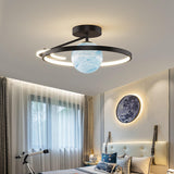 Sleek Modern Space Planet Globe LED Ceiling Light - Semi-Flush Mount
