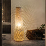 Modern Bamboo Weave Column LED Floor Lamp – 1-Light Standing Lamp