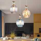 Nordic Gradient Glass Orb Chandelier - 3-Light Modern Pendant