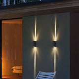 Sleek Modern Aluminum Outdoor Patio Dual-Headed LED Wall Sconce Lamp
