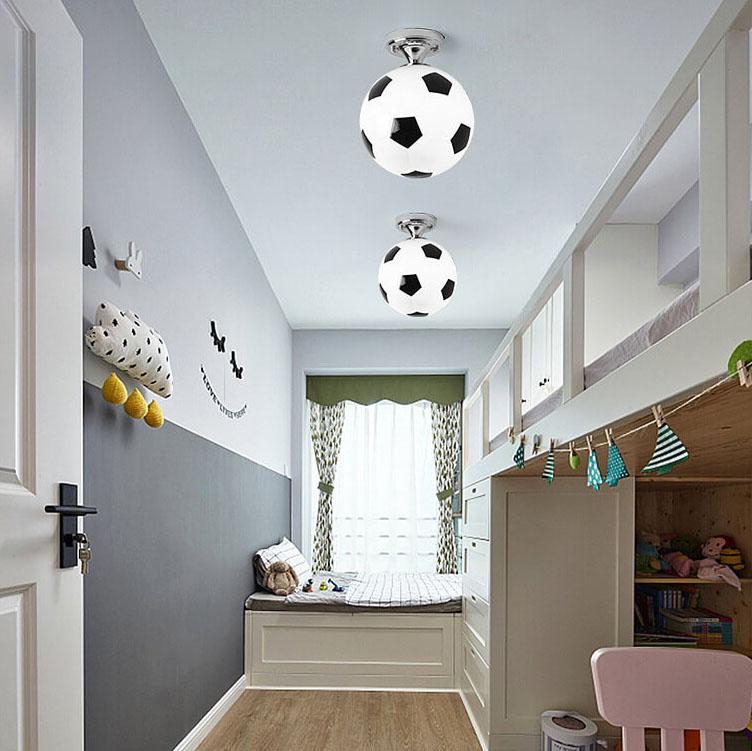 Creative Basketball & Soccer Glass 1-Light Semi-Flush Mount Ceiling Light