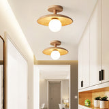 Nordic-Inspired Wooden Dome 1-Light Semi-Flush Mount Ceiling Light
