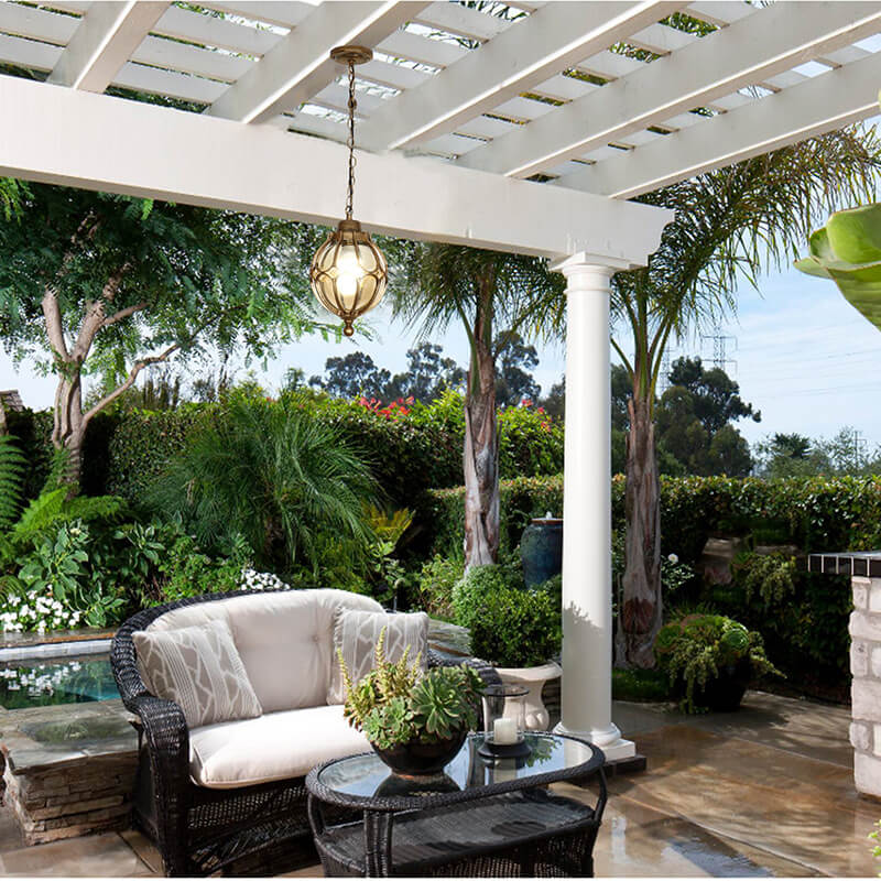Stylish European Retro Spherical 1-Light Outdoor Waterproof Pendant Light