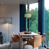 Chic Minimalist Striped Glass Lantern Pendant Light — 1 Light Fixture