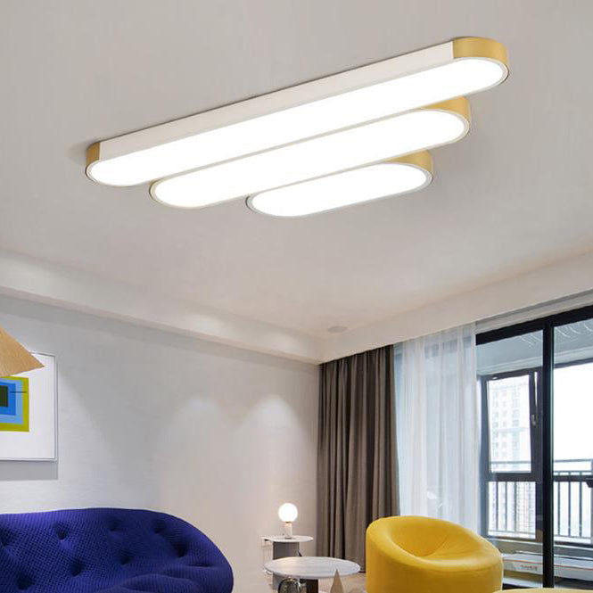 Sleek Modern Minimalist Rectangular Ring LED Flush-Mount Ceiling Light