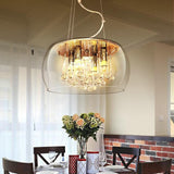 Elegant Modern Glass Shade 6-Light Crystal Hanging Chandelier