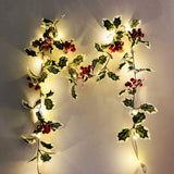 Christmas Red Fruit Rattan String Lights for Window & Patio – Perfect Party Decoration for Christmas and Thanksgiving