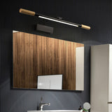 Nordic Solid Wood Vanity Light with Curved Arm — Long LED Wall Sconce