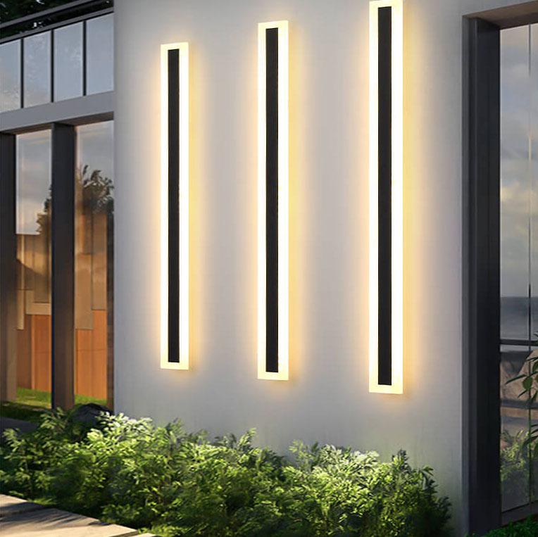 Sleek Elongated Bar 1-Light LED Outdoor Wall Light – Waterproof Acrylic Fixture