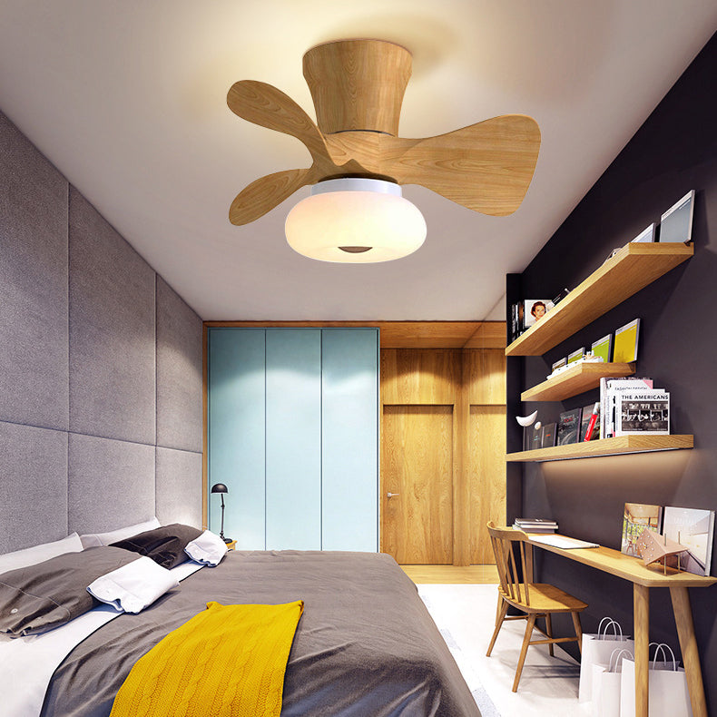 Nordic Macaron Metal LED Ceiling Fan Light – Semi-Flush Mount, Modern Scandinavian Design