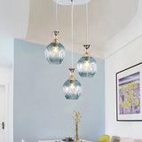 Nordic Gradient Glass Orb Three-Light Island Chandelier