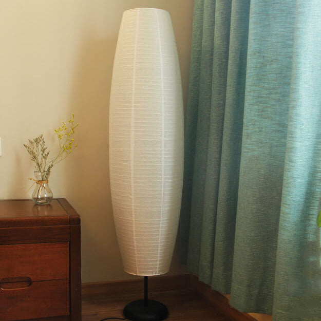 Nordic Minimalist Rice Paper Column Floor Lamp, 2-Light Standing Lamp