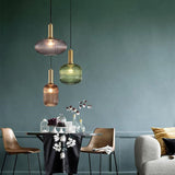 Chic Minimalist Striped Glass Lantern Pendant Light — 1 Light Fixture