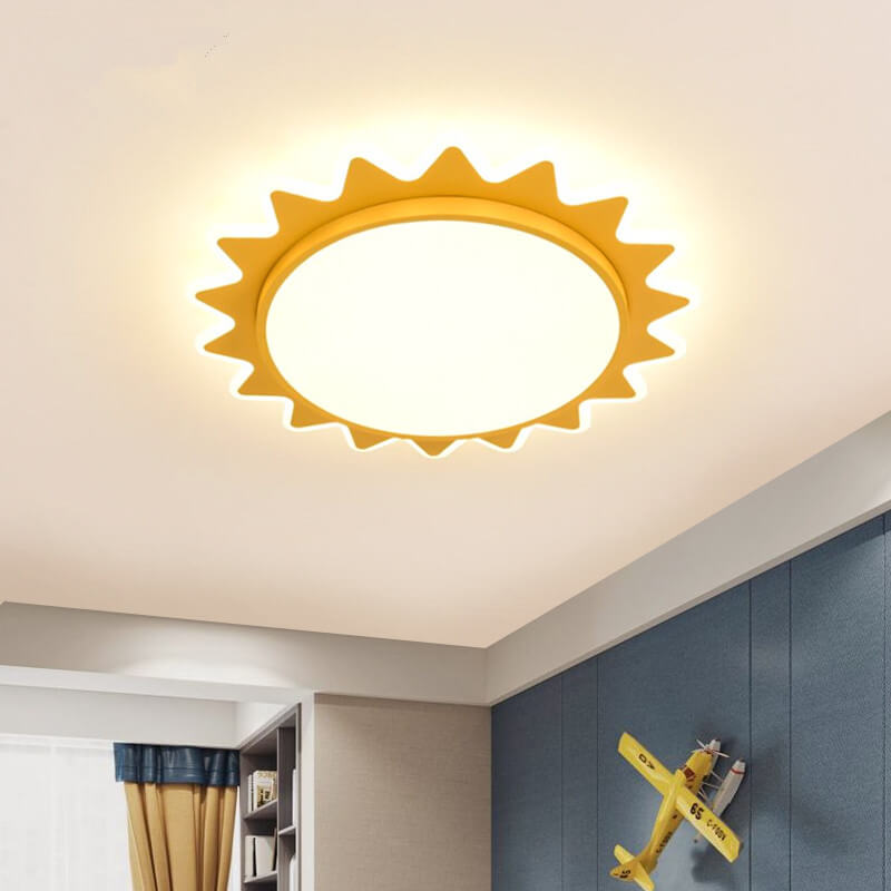 Whimsical Cartoon Sun LED Flush-Mount Ceiling Light
