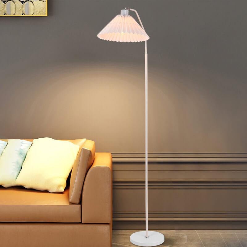 Elegant Minimalist Floor Lamp with Pleated Fabric Shade - 1-Light