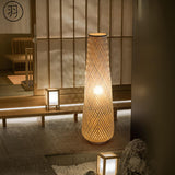 Modern Bamboo Weave Column LED Floor Lamp – 1-Light Standing Lamp