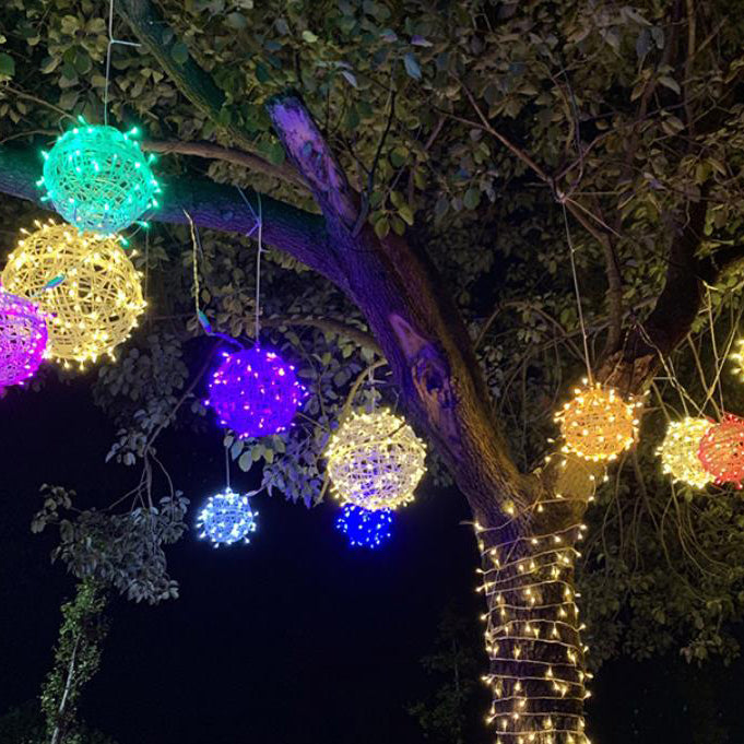 Twisted Ball LED Outdoor Hanging Light – Waterproof, Decorative Garden Light