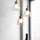 Nordic Clear Rippled Glass 1-Light Pendant Light with Shade