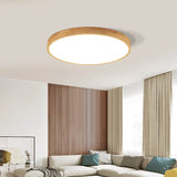 Ultra-Thin Nordic Solid Wood Round LED Flush Mount Ceiling Light