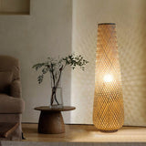 Modern Bamboo Weave Column LED Floor Lamp – 1-Light Standing Lamp