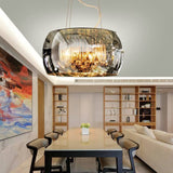 Elegant Modern Glass Shade 6-Light Crystal Hanging Chandelier
