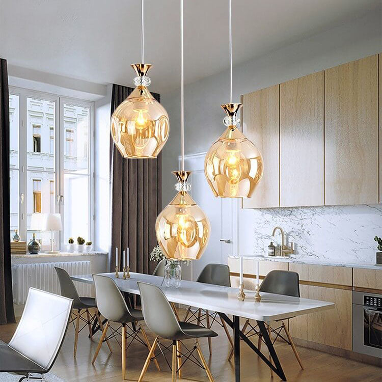Nordic Gradient Glass Orb Chandelier - 3-Light Modern Pendant